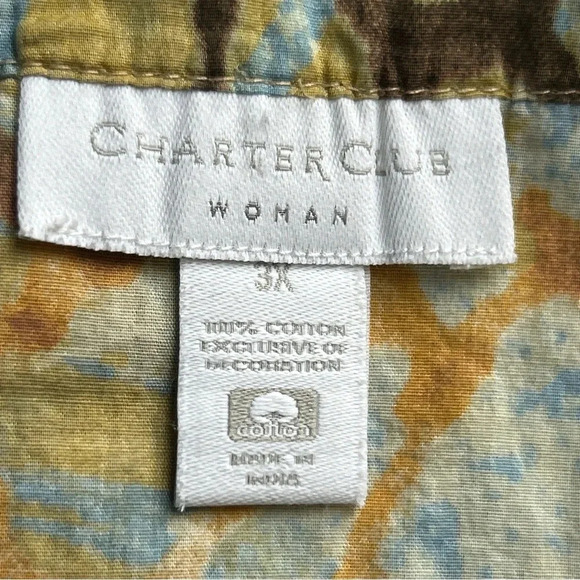 Charter Club Women’s 3X Tunic Top Cotton Boho Embroidered Hippie Colorful Artsy - Picture 10 of 13